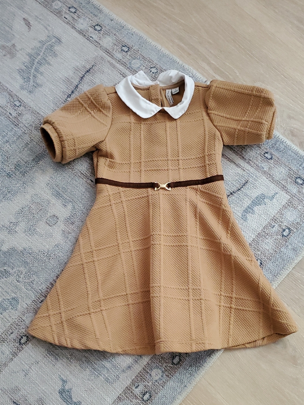 Janie and Janie Girls Tan Equestrian Collared Dress Sz5 - Picture 5 of 13